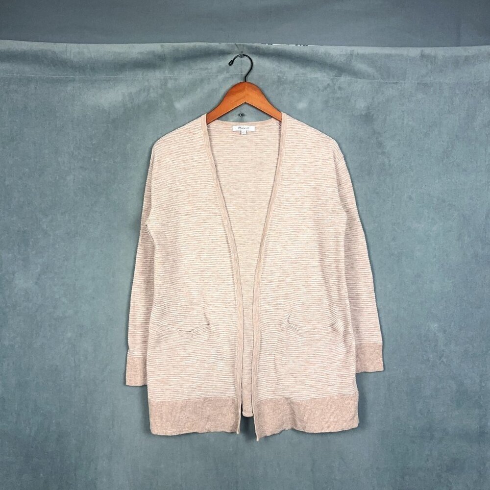 Madewell Summer Ryder Cardigan Sweater XS Heather Peach Pin Stripe